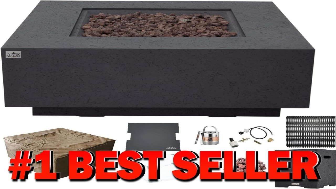 AMS Creations Brooklyn 40" Bundle Square Propane Gas Outdoor Fire Pit - B0CKB95KF6