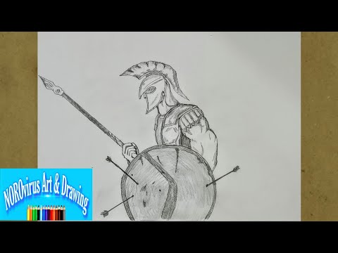 Video: How To Draw A Warrior With A Pencil
