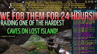 Raiding One Of The Hardest Caves On Lost Island! 24H FOB! -Small Tribes-Ark Survival Evolved