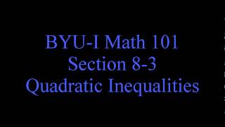 101 8-3 Quadratic Inequality