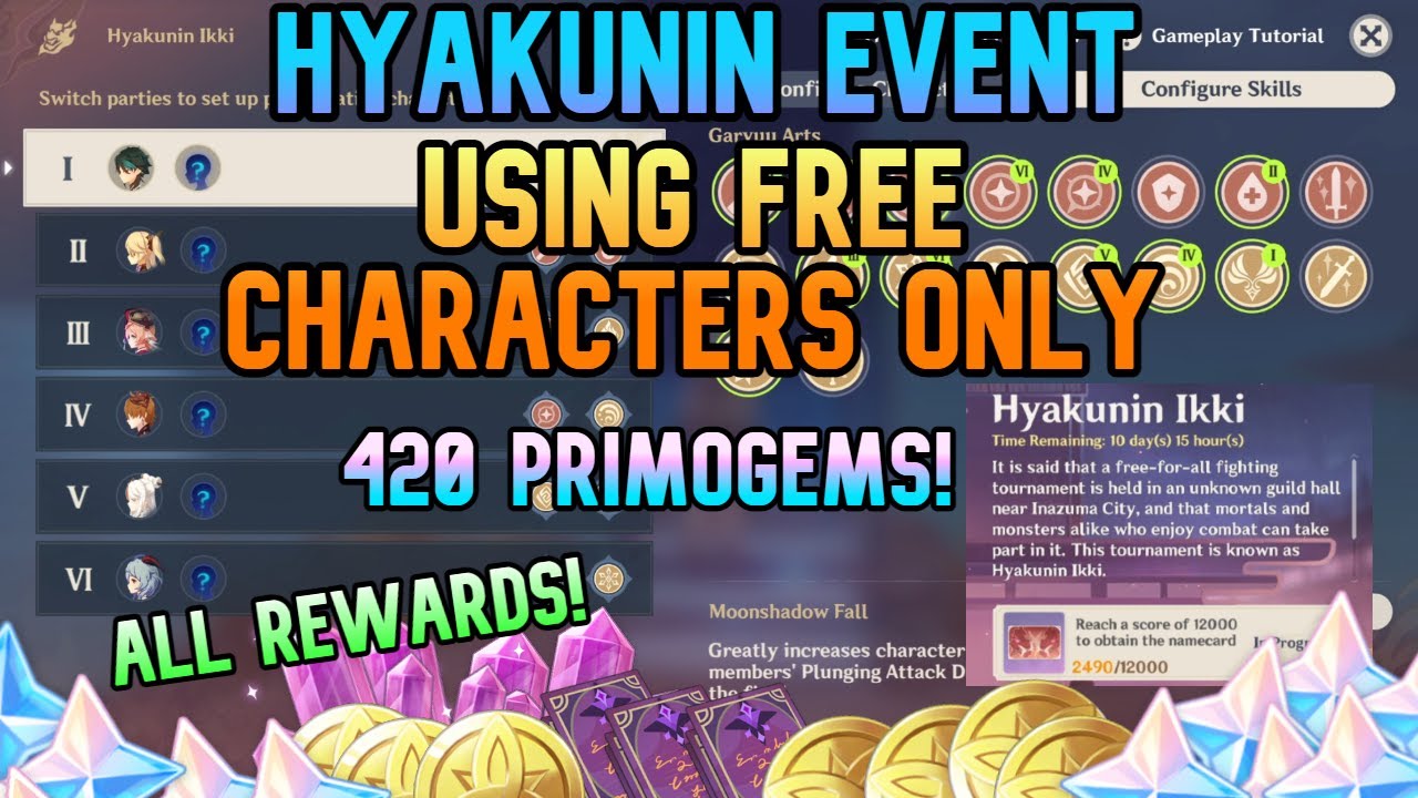 Free Characters ONLY - Hyakunin Ikki All Rewards (420 PRIMOGEMS