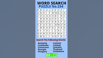 Word Search Puzzle #234 | Countries | Level:  Hard | #shorts #Countries