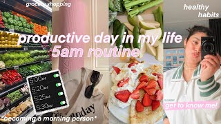 5 AM PRODUCTIVE DAY IN MY LIFE | healthy 'that girl' morning routine, working out & grocery shopping