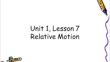Unit 1, Lesson 7   Relative Motion