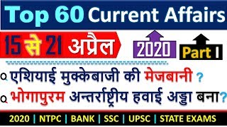 Weekly Current Affairs 2020 (15 to 21 April) | Revision Class for Current Affairs Online study point