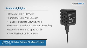 SpygearGadgets HC400 1080P HD AC Adapter Hidden Spy Camera Overview and Sample Video Footage
