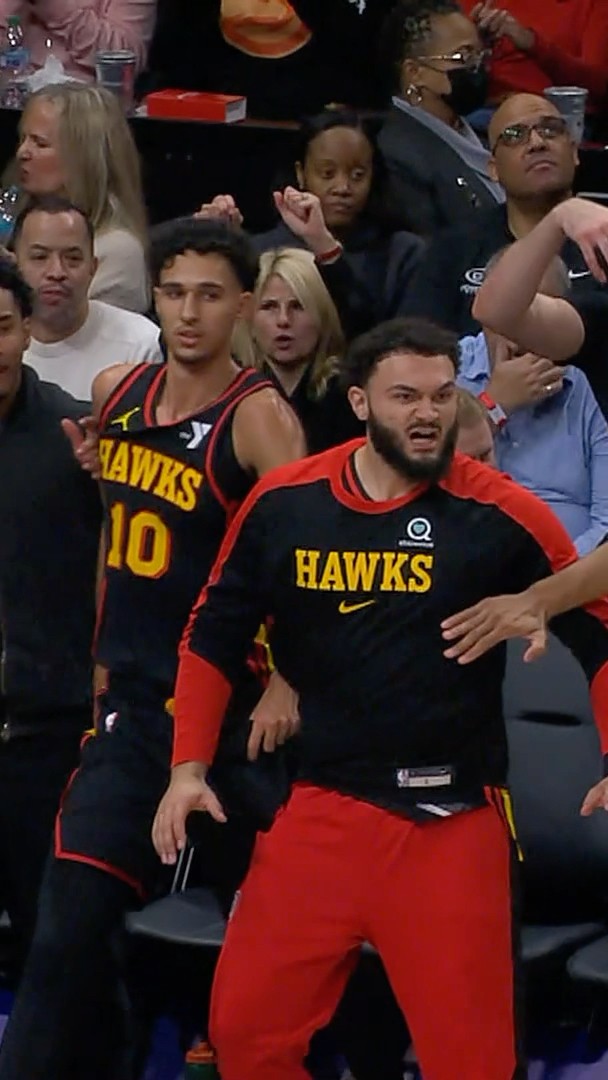 Garrison Matthews gets UP for the SLAM and the bench is LOVING IT!