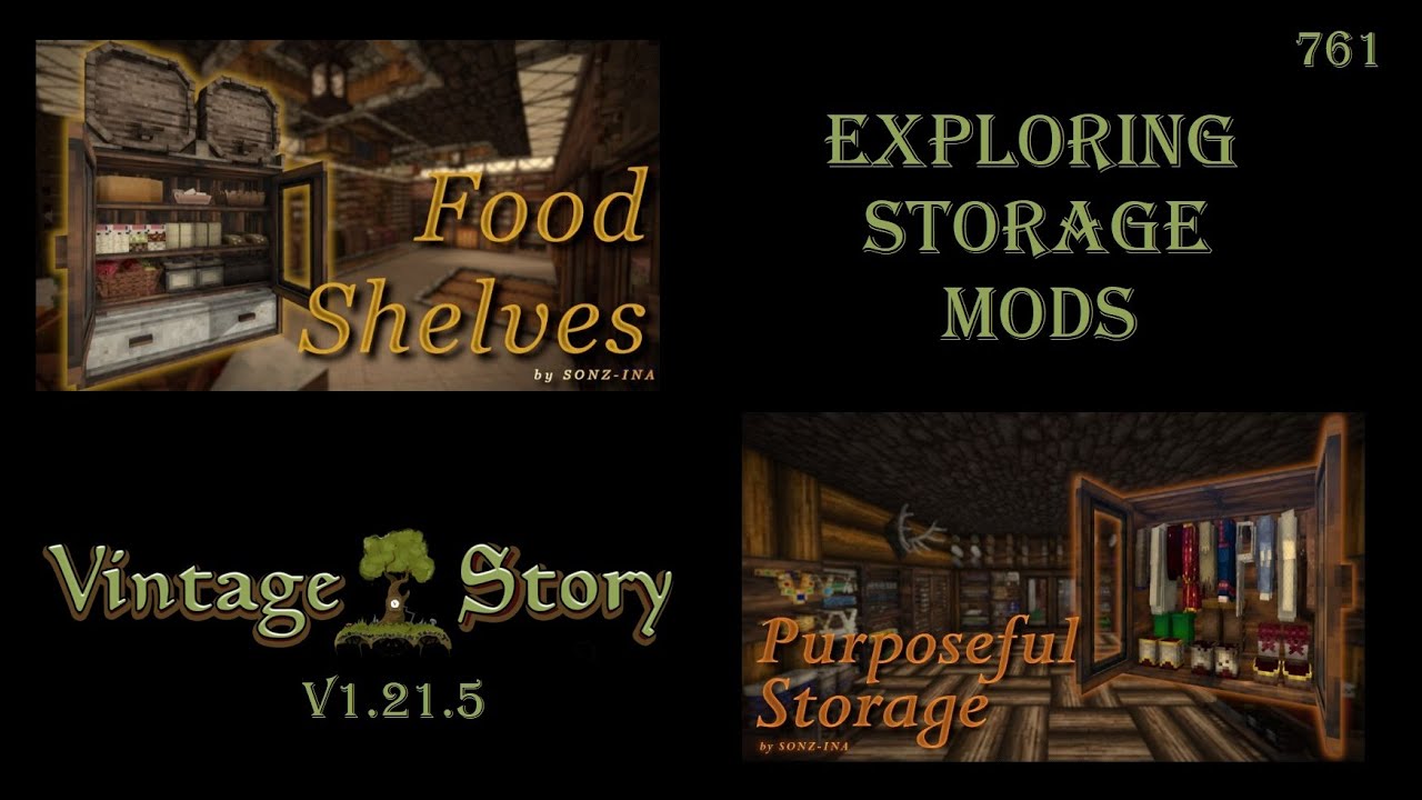 Vintage Story, эпизод 761. Изучаем модификации для хранения; полки для продуктов и целевое хранение