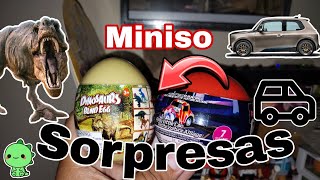 Jugetes sorpresa de miniso dinosaurio y Mini auto