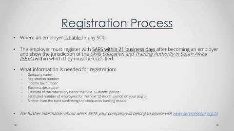 Business Incubator - Skills Development Levy (SDL)