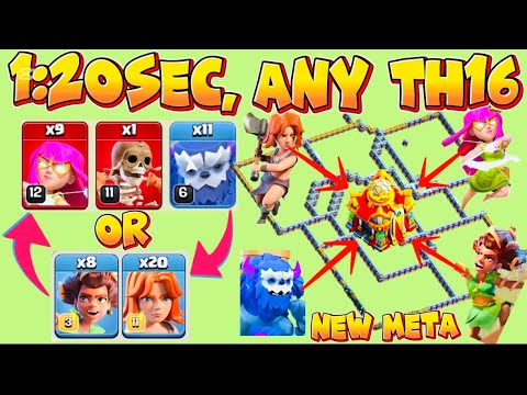 MASSIVE ARMY NEVER FAIL🔥Th16 YETI + SUPER WITCH or ROOT + VALK BEST TROOPS | TH16 EASY 3 STAR 🔥