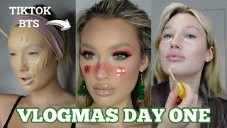 VLOGMAS DAY 1! | TIKTOK BEHIND THE SCENES...TIKTOK FILTER CHOOSES MY CHRISTMAS MAKEUP!