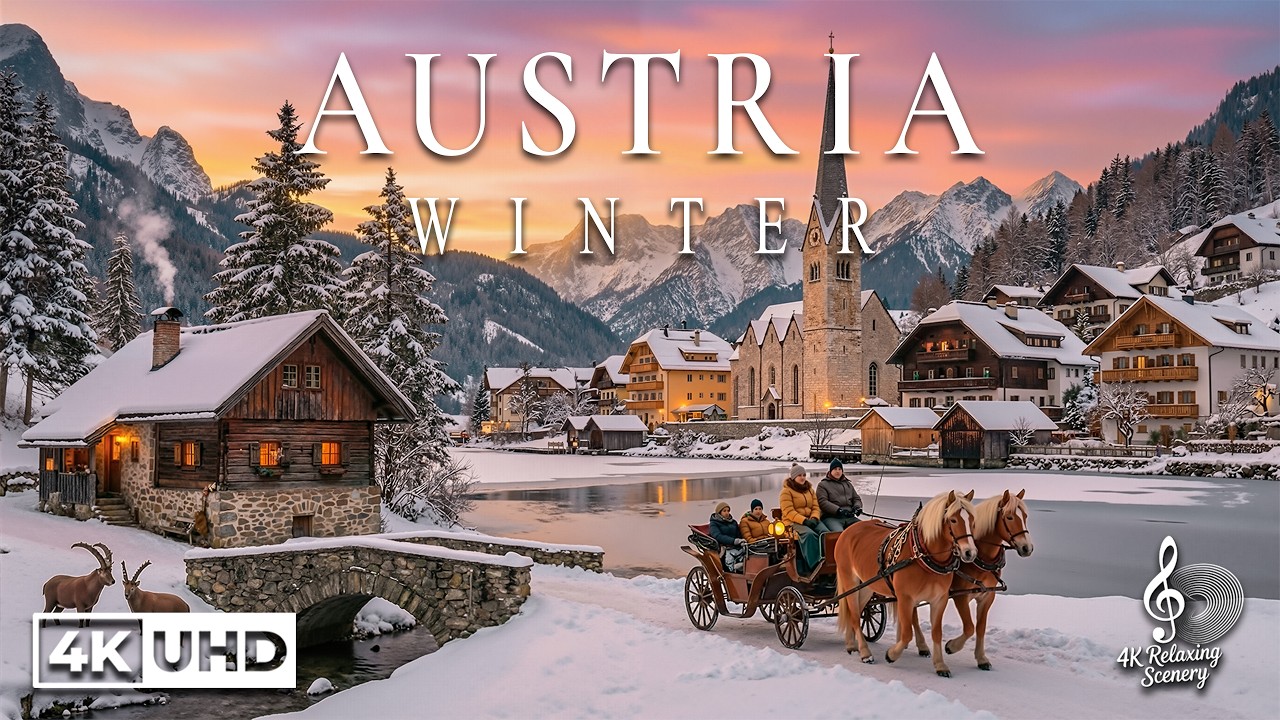 Austrian Alps Winter 4K - Scenic Relaxation Film With Calming Music | 4K Video UHD