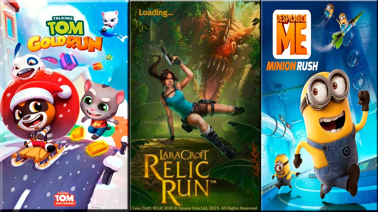 Talking Tom Gold Run vs Despicable Me 2 Minion Rush vs Lara Croft Relic ...