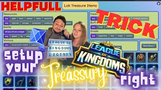 How To SetUp Your Treasury - helpful Website - League Of Kingdoms Legends - LOK - Full guide screenshot 1