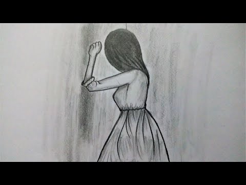 sketching-of-a-sad-girl-hiding-her-face-by-wall-||-easy-sketching-within-minutes-||