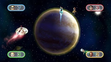 Wii Party - 4 Player Minigame - Space Brawl