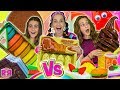 MATERIAL ESCOLAR vs REAL FOOD! 🍭 Haul útiles escolares KAWAII Vs Comida Real ✏️ Karina y Marina 💕