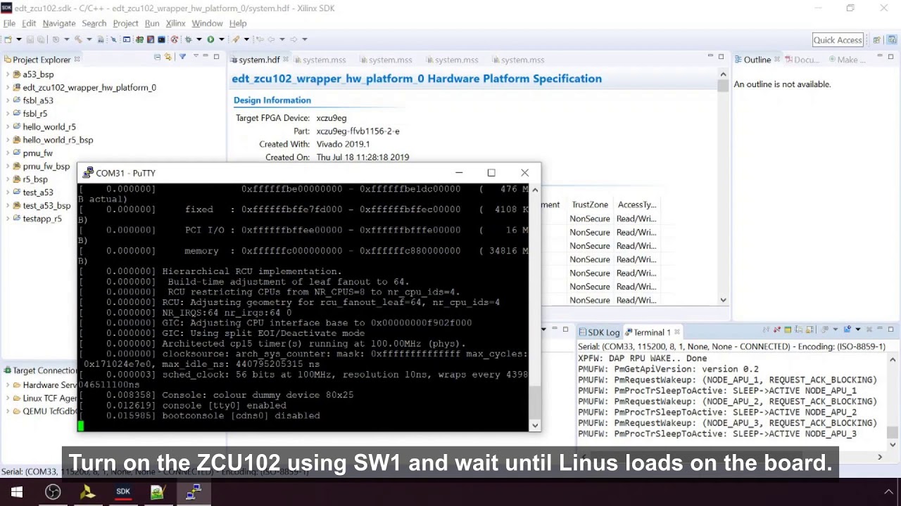 Video-18: UG1209:Zynq UltraScale+ MPSoC : Embedded Design - Graphics and Display Port SD boot ZCU102