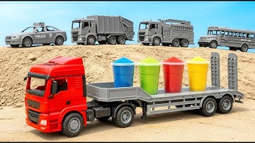 POUR & SPLASH! 🎨 Paint the Police Car & Fire Truck! Street Vehicles Color Song