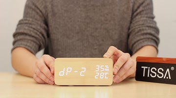 TISSA Wooden Alarm Clock NT34 with Temperature and Humidity-Display Mode