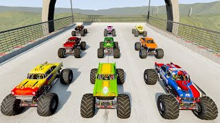 Big Cars and Monster Trucks Crazy Jumps - BeamNG Obstacle Course Racing & Driving