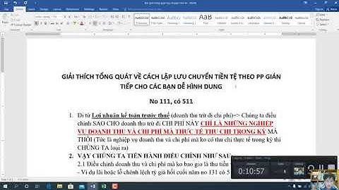 TƯ DUY LẬP BÁO CÁO LƯU CHUYỂN TIỀN TỆ THEO PP GIÁN TIẾP.