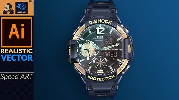 Photo Realistic Vector Art in Adobe Illustrator CC | Drawing G-Shock GA1100-9G | Speed Art