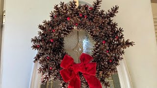 How to make a Pinecone wreath without wire or glue for under $8