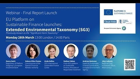 EU Platform on Sustainable Finance launches: Extended Environmental Taxonomy (SG3)