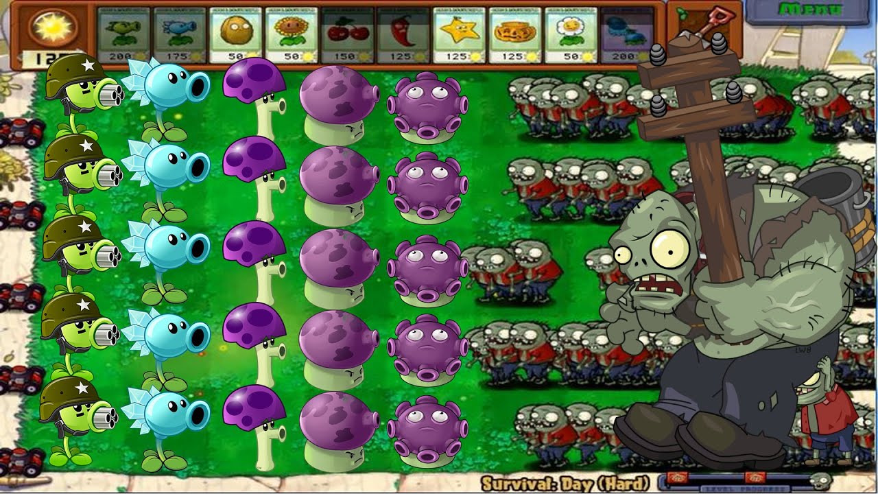 PLANTS VS ZOMBIES HACK || TEAM PEA TEAM SHROOM SCAREDY - GATLING ZOMBIE ...