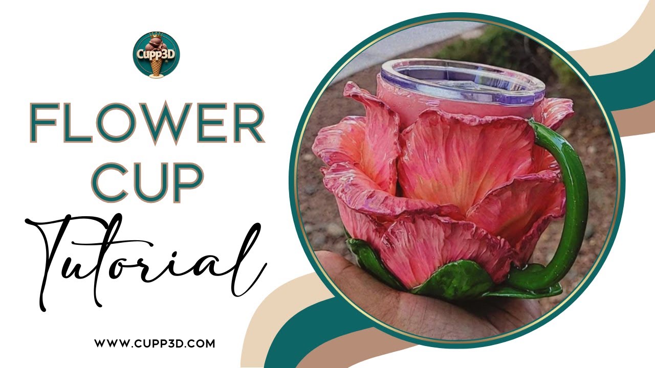 DIY Hand-Sculpted 3D Flower Mug  | Oven-Bake Clay Tutorial🌸🎨
