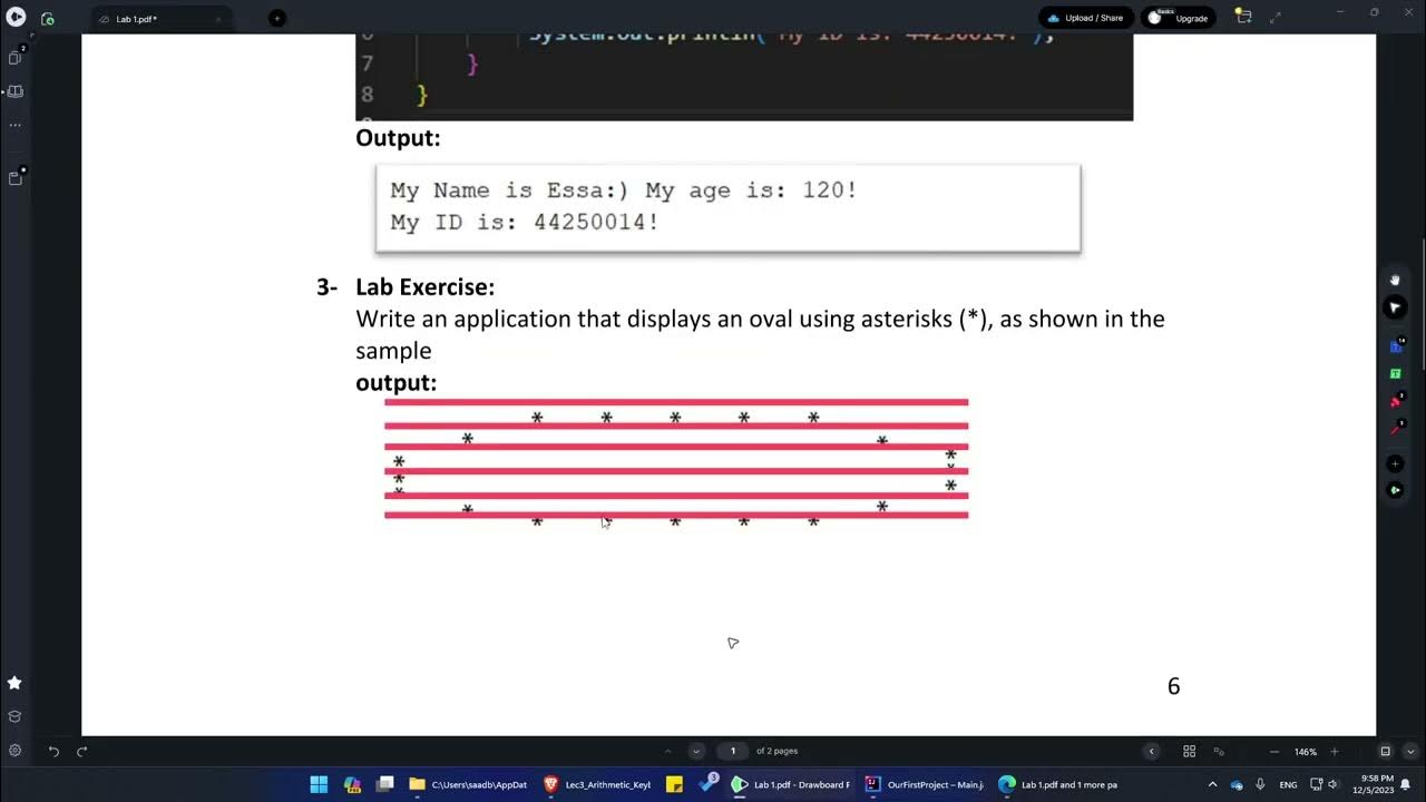 Java 1 Lab: draw an oval shape using asterisks - YouTube