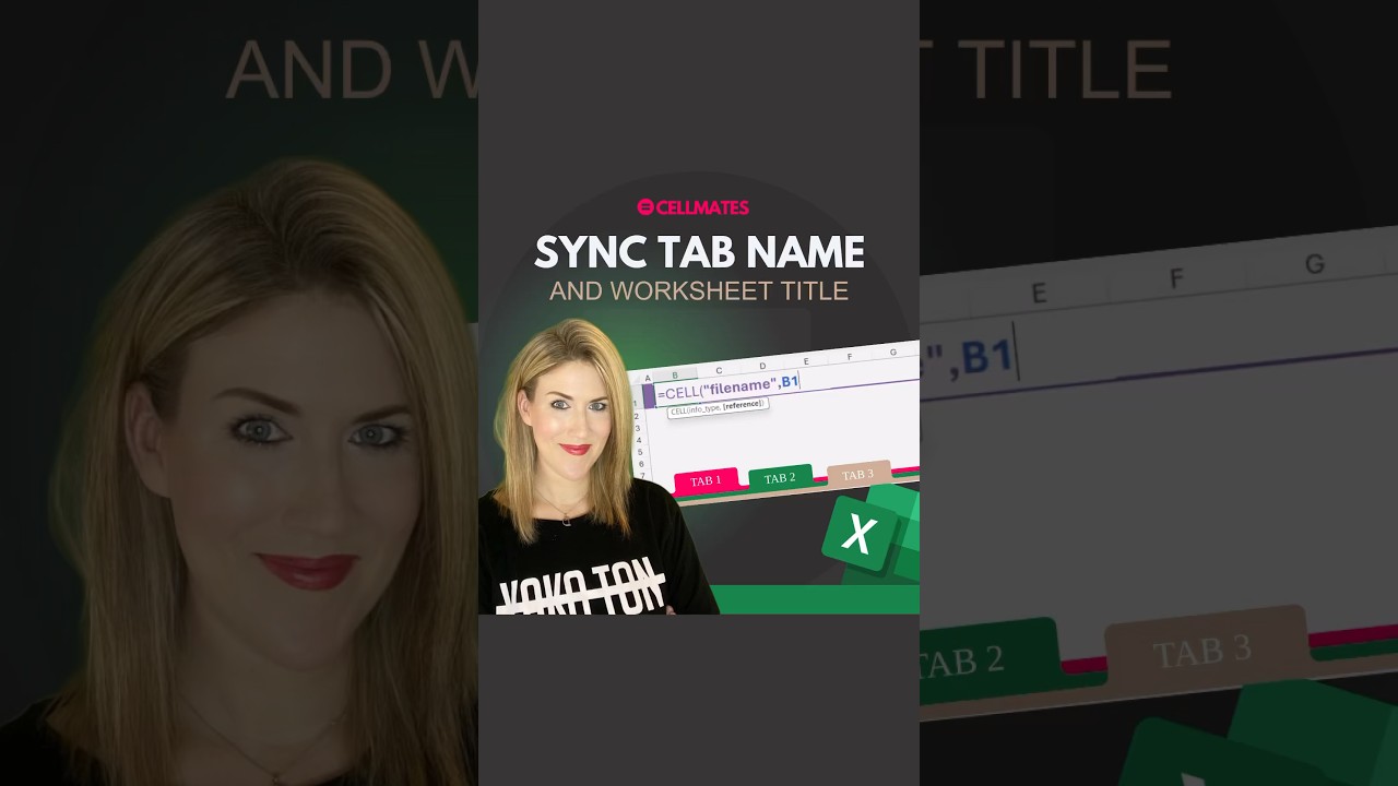 #Shorts | Sync the tab name with the worksheet title - NO VBA! 🎉