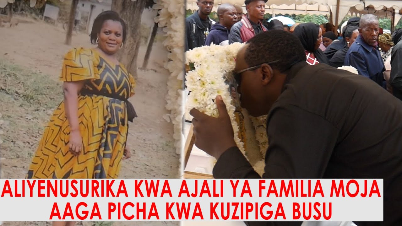 ALIYENUSURIKA KATIKA AJALI YA GARI KUSOMBWA NA MAJI AAGA MKE NA MTOTO WAKE KWA KUPIGA BUSU PICHA ZAO