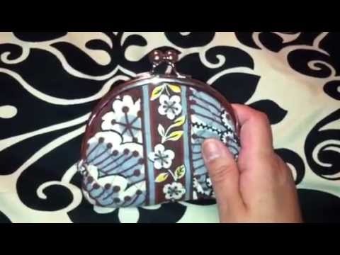 Vera Bradley Double Kiss Coin Purse In Slate Bloom