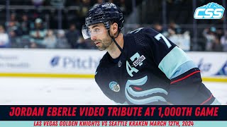 Jordan Eberle video tribute by Seattle Kraken during 1,000th career game