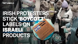 Irish protesters add ‘boycott’ stickers on products Israel made in occupied Palestine