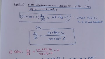 non homogeneous equation of first degree ODE # differential equations # SM23B # Tamil