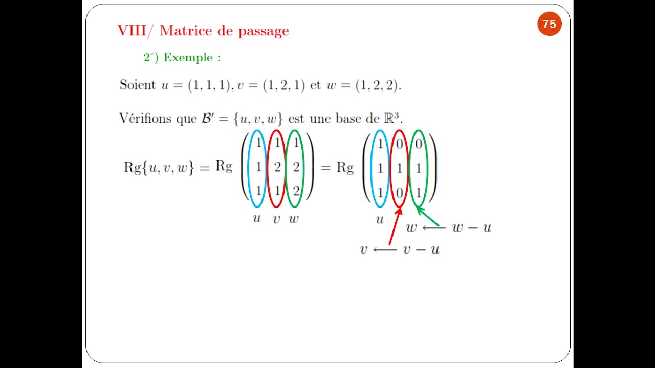Calcul matriciel - Partie 14 ( Matrice de passage : définition et ...