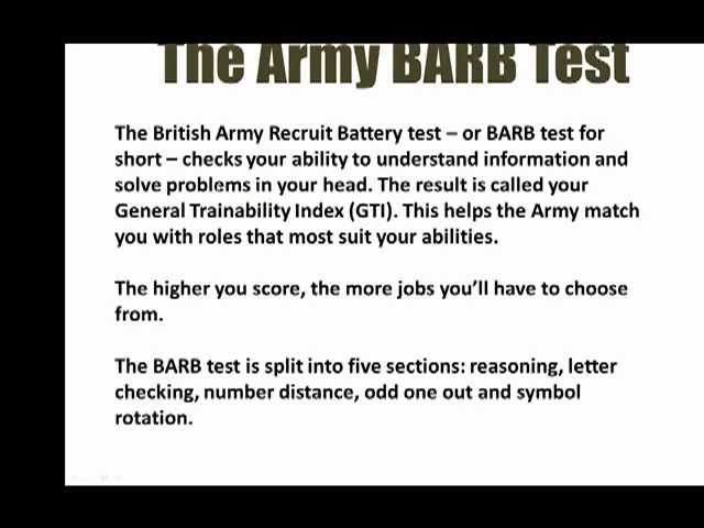 The Army BARB Test - The British Army Recruit Battery Test 