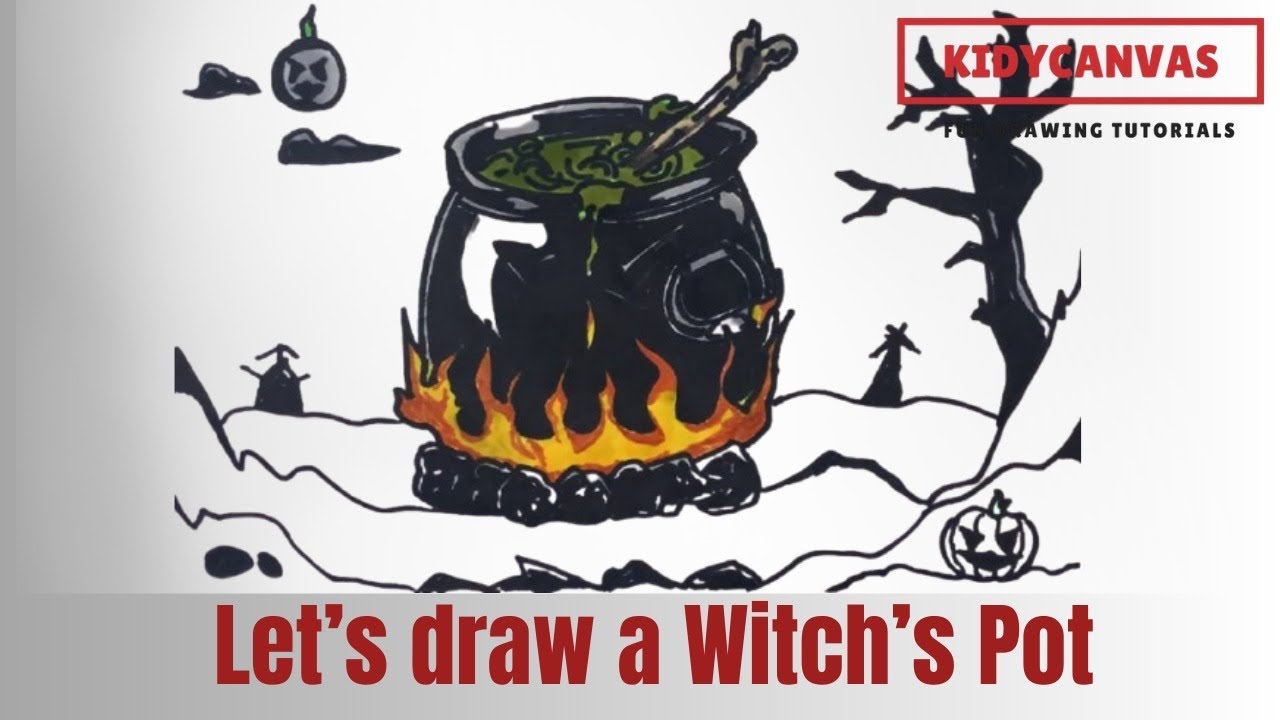 How to Draw a Witch’s Pot (Cauldron) 🧙‍♀️ | Easy Halloween Drawing Tutorial