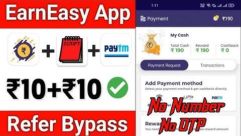 Earn Easy App Rafer  Script | new earning app today || refer bypass script unlimited paytm cash apps