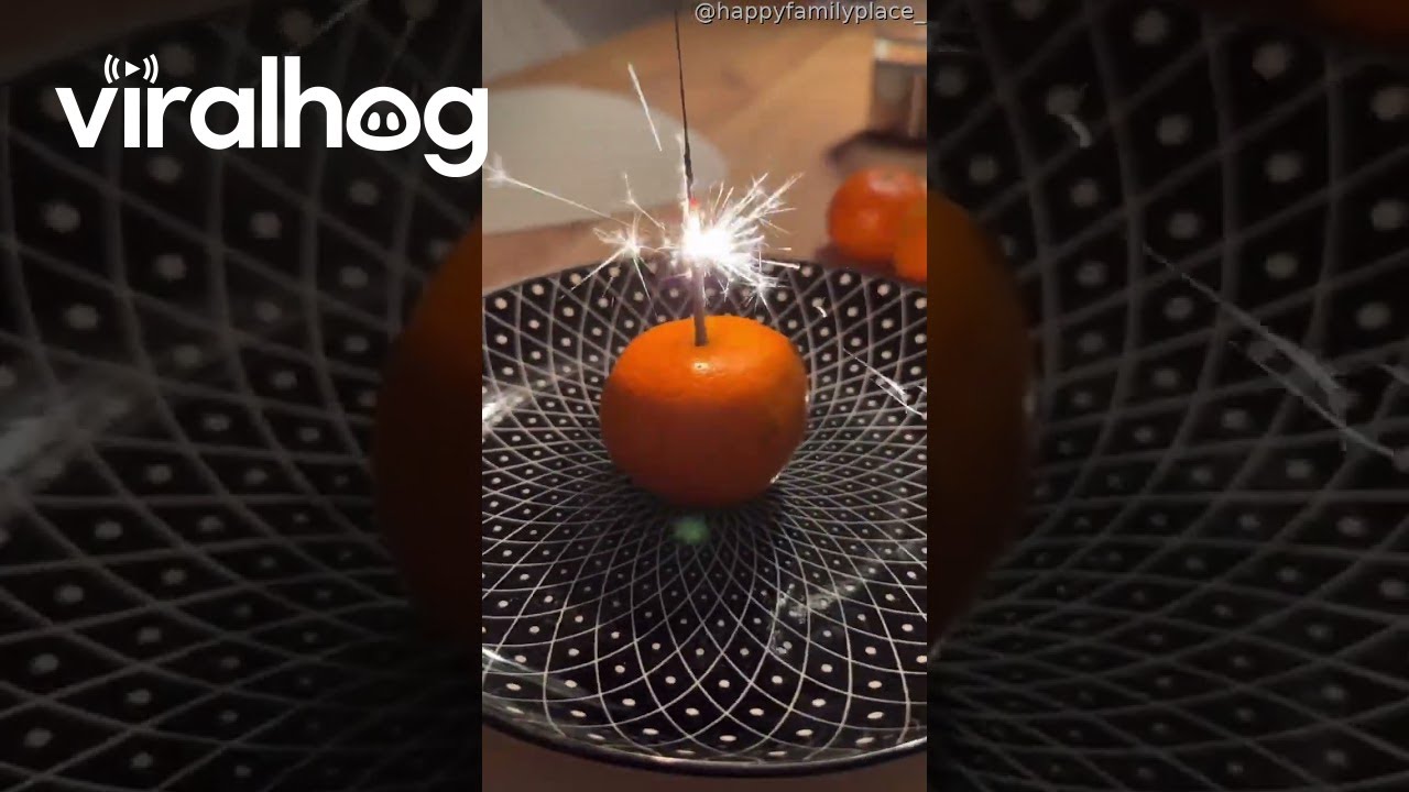 Sparkler Lit Inside Mandarin || ViralHog