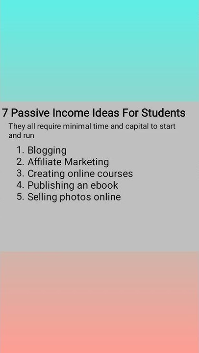 7 Passive Income Ideas For Students #shorts #passiveincome - YouTube
