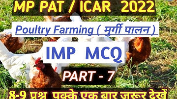POULTRY FARMING MOST IMPORTANT MCQ QUESTIONS PART - 7 || MP PAT ANIMAL HUSBANDRY IMP MCQ QUESTIONS