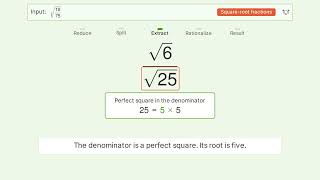 Simplify sqrt(18/75) - Square Root of a Fraction | Tiger Algebra Solver