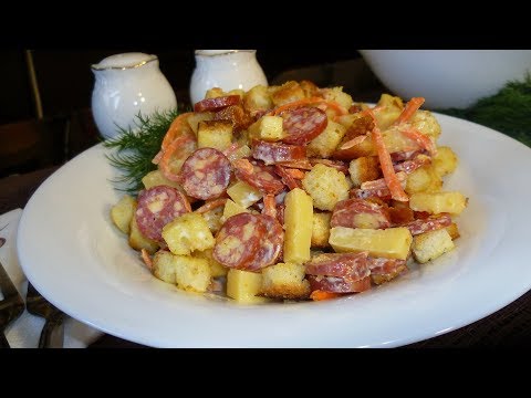 Видео рецепт Мясной салат с колбасой