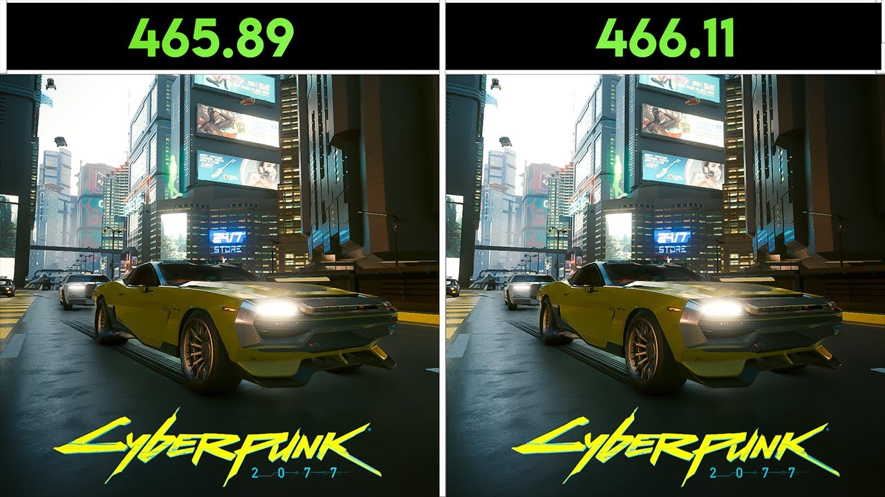NVIDIA  UPDATE 465.89 VS NVIDIA UPDATE 466.11 - CYBERPUNK 2077 V1.2