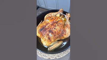 Roast Whole Chicken 🐓. Click 3 dots on top right for recipe #Cast-ironRecipes #roastchicken